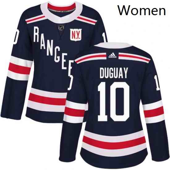 Womens Adidas New York Rangers 10 Ron Duguay Authentic Navy Blue 2018 Winter Classic NHL Jersey
